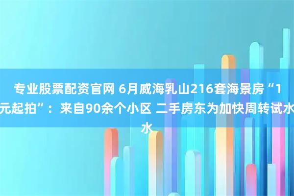 专业股票配资官网 6月威海乳山216套海景房“1元起拍”：来自90余个小区 二手房东为加快周转试水